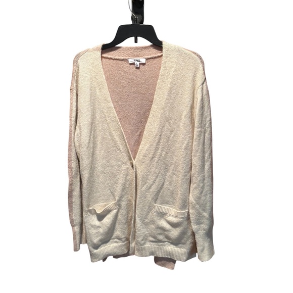 BB Dakota Study Date 2 Tone Color Block Boyfriend Cardigan in Cream/Camel Large - Picture 1 of 6